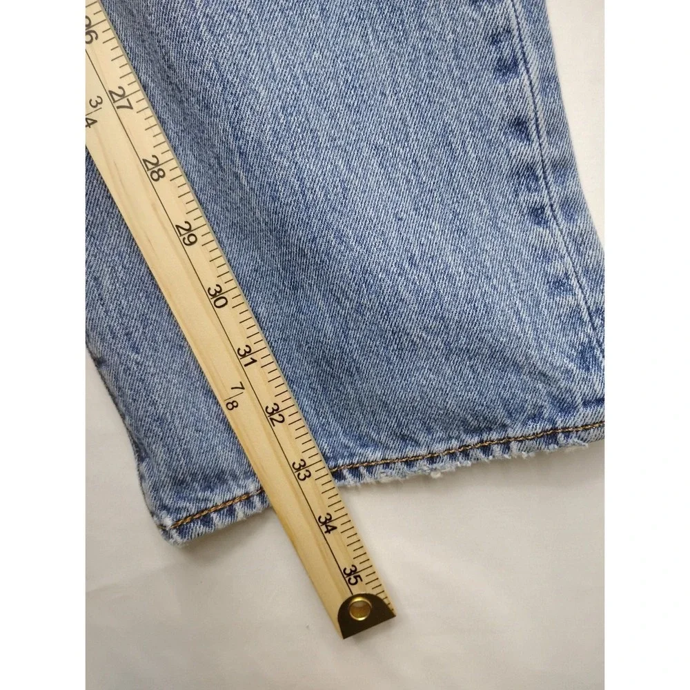 Levis 501 Jeans 34x34 Light Wash Blue Denim Button Fly Trashed Distressed